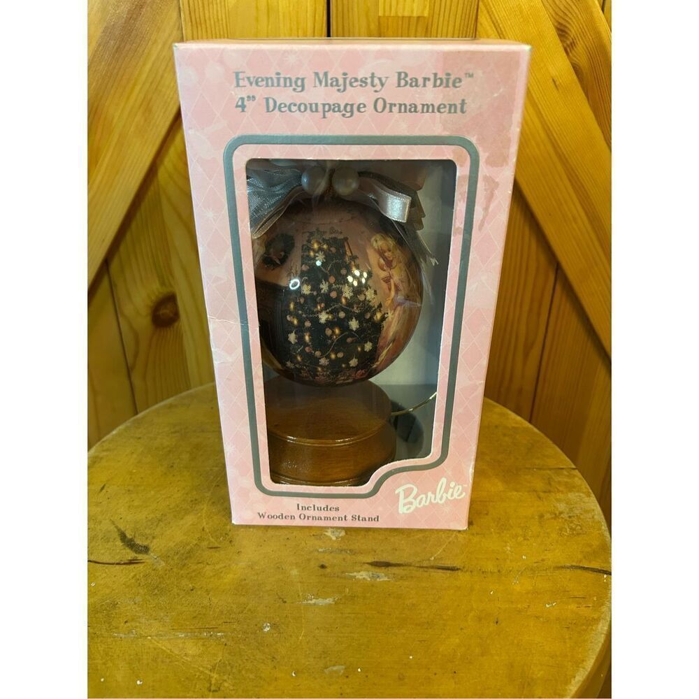Walmart 35th Anniversary Barbie Decoupage Ornament with Wooden Stand 1997 (8167)